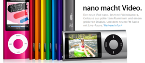 Apple iPod nano. "nano macht Video." Copyright Apple.